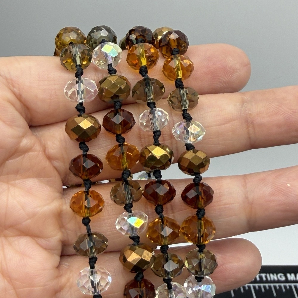Joan Rivers Beaded Crystal Flapper Necklace 60" Long Adjustable Fall Colors AB - Picture 3 of 7
